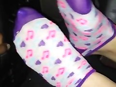Nylon ankle socks!! tease!