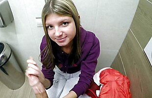 Petite Blonde Teen Fucked For Cash In Public Restroom POV