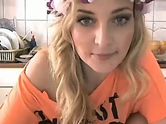 Blonde Milf show private cam in the kitchen