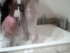 Exciting amateur lovers enjoy a hot bath and a wild fucking